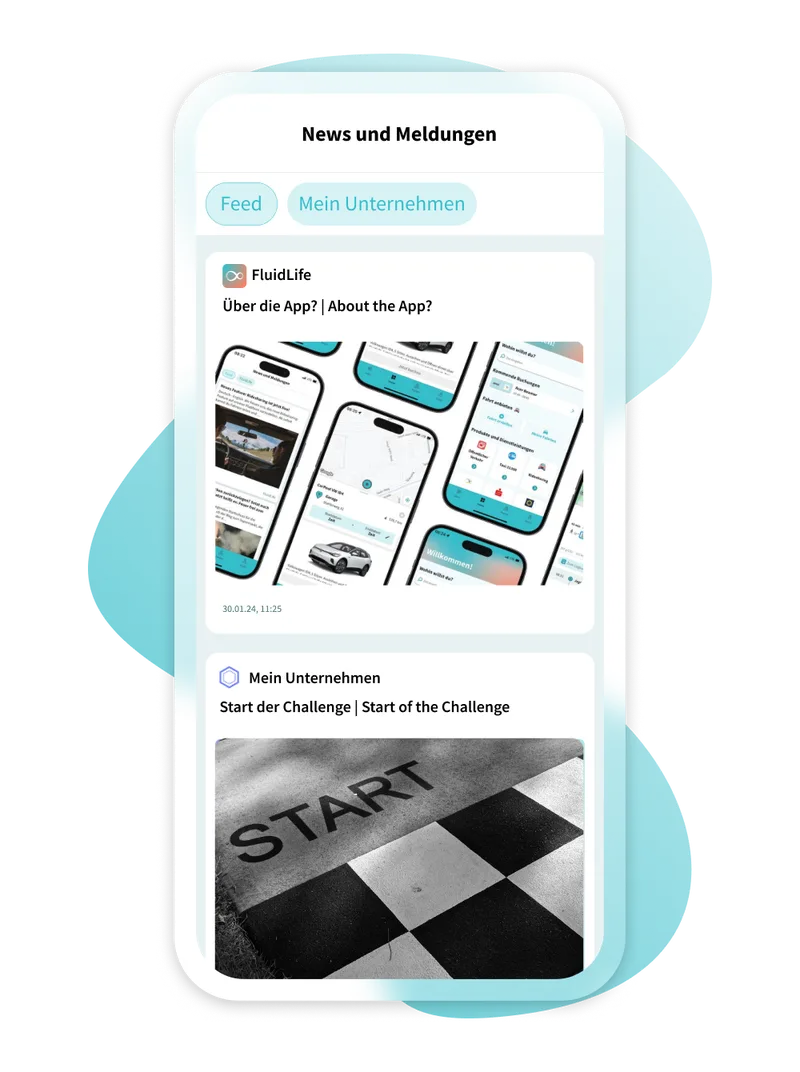 Newsfeed des Informationsportals in der FluidLife App