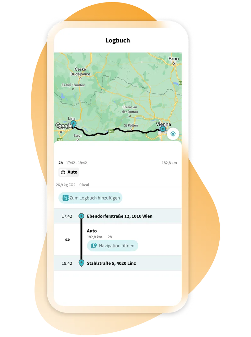 Fahrtenbuch in der FluidLife App auf dem Smartphone
