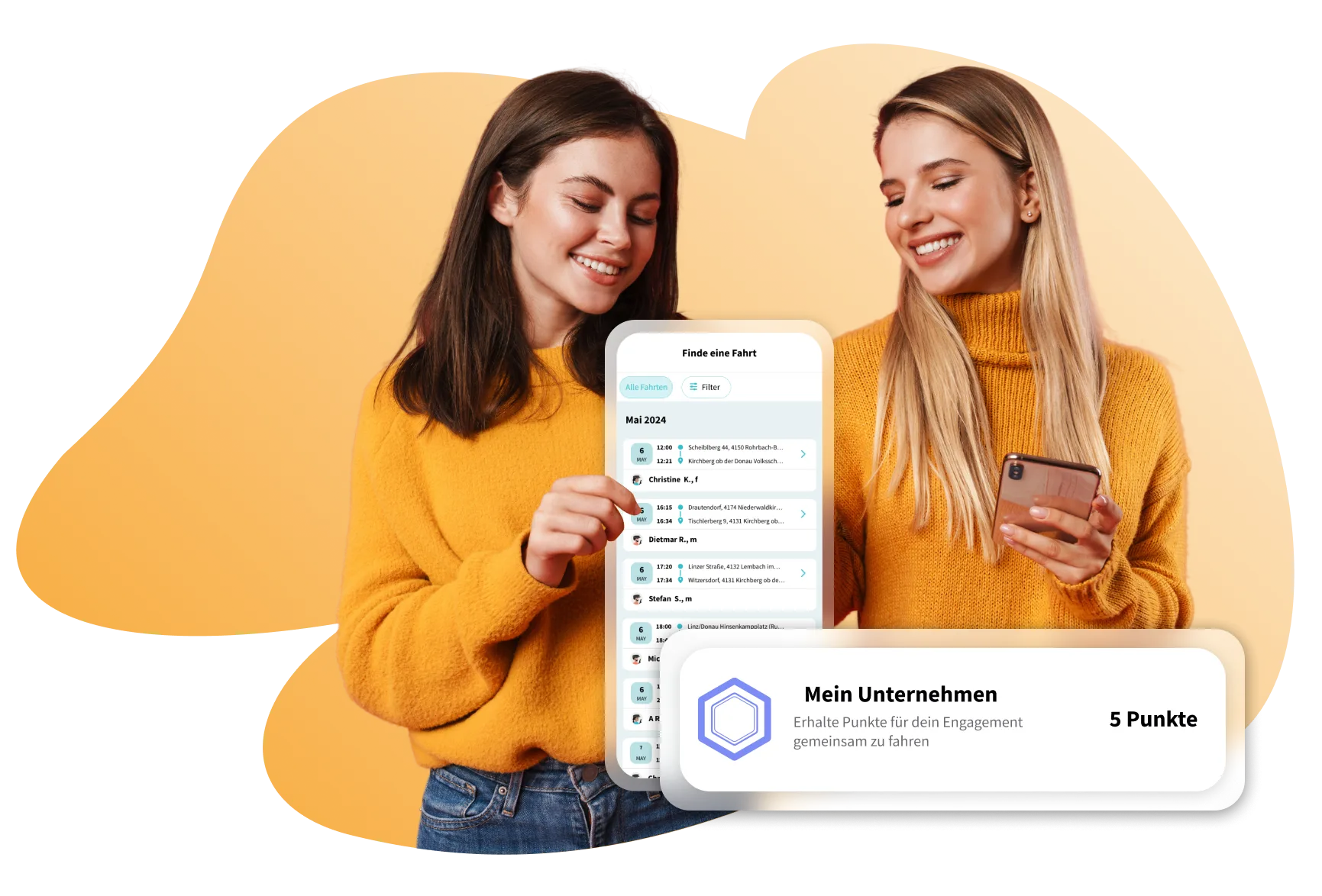 Zwei Kolleginnen sehen ihre gesammelten Punkte in der FluidLife App