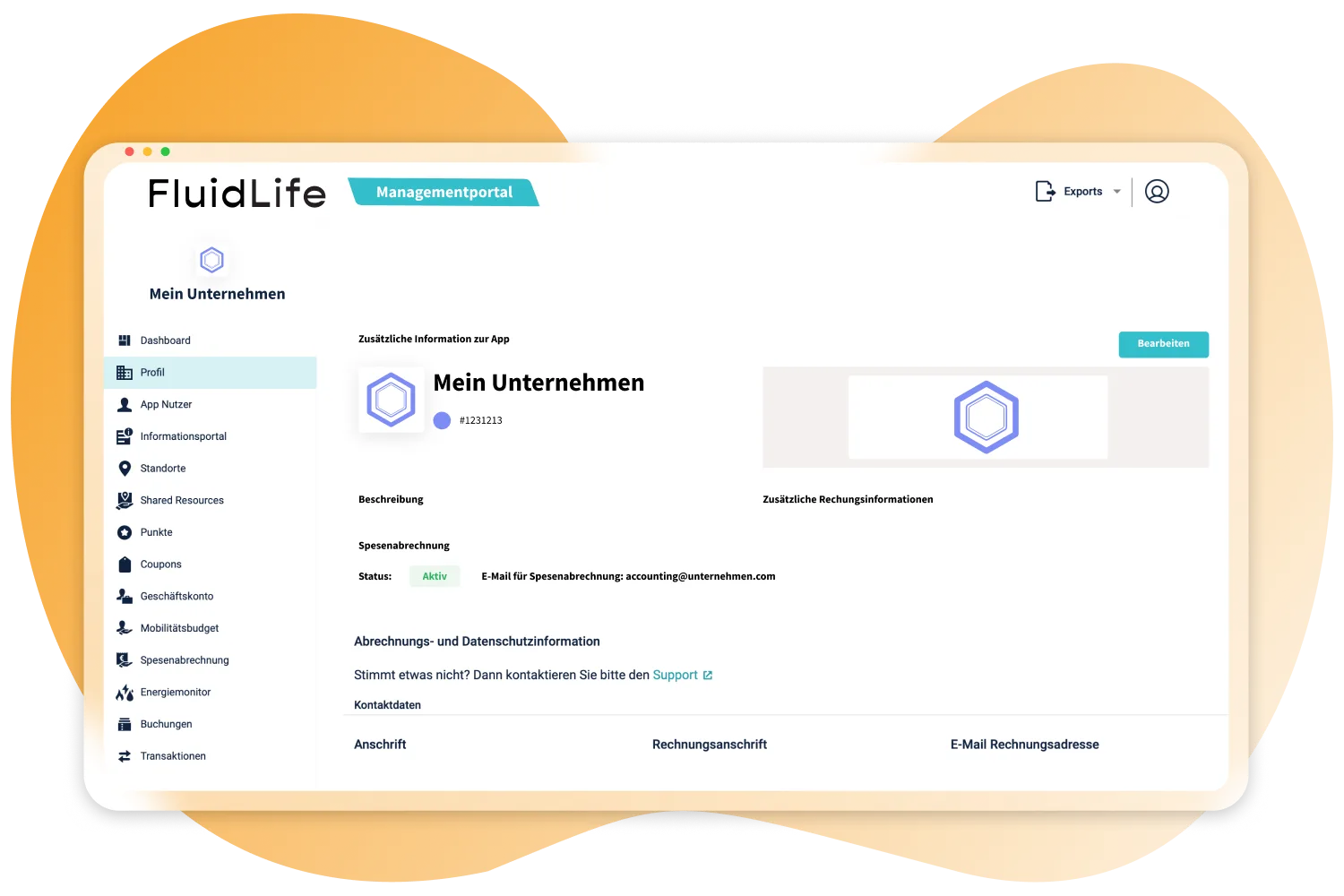 Übersicht im FluidLife Managementportal am Desktop