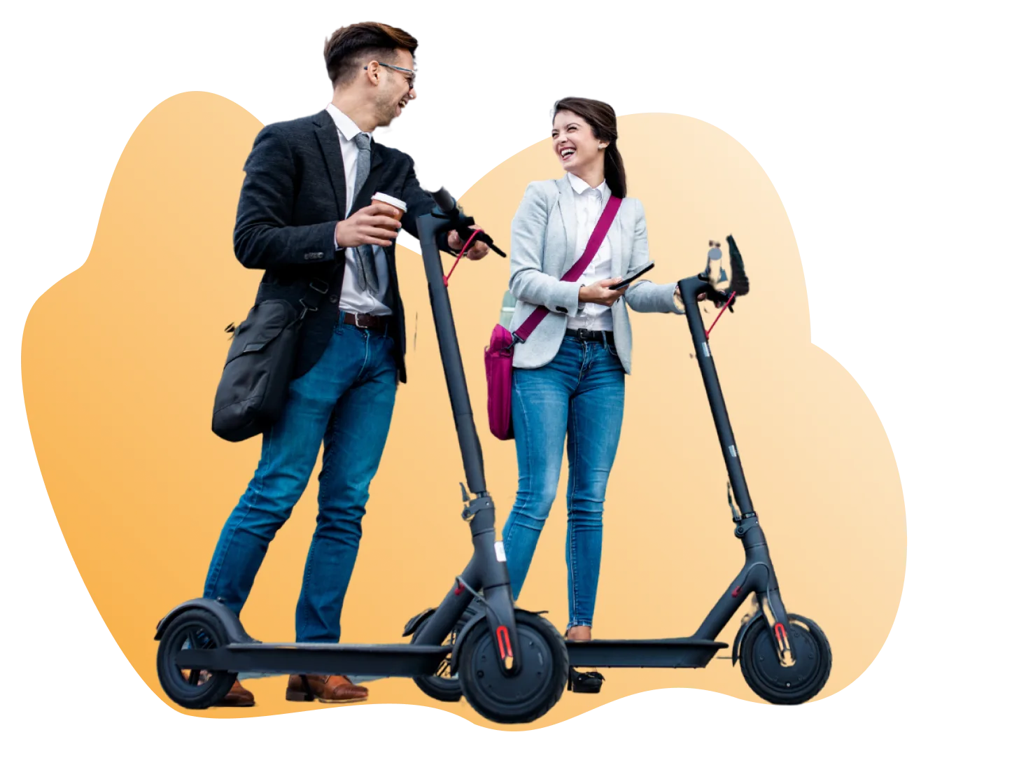 Kolleg:innen mit E-Scootern