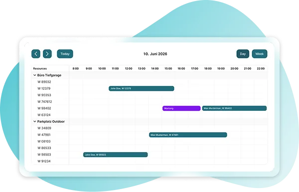 Verwaltung und Auslastung von Mitarbeiterparkplätzen im FluidLife Managementportal