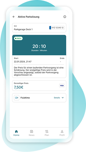 Parkplatzbuchung mit Tarif in der FluidLife App