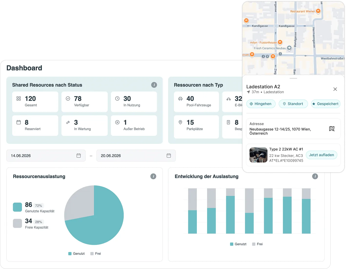 FluidLife Managementportal und App nebeneinander